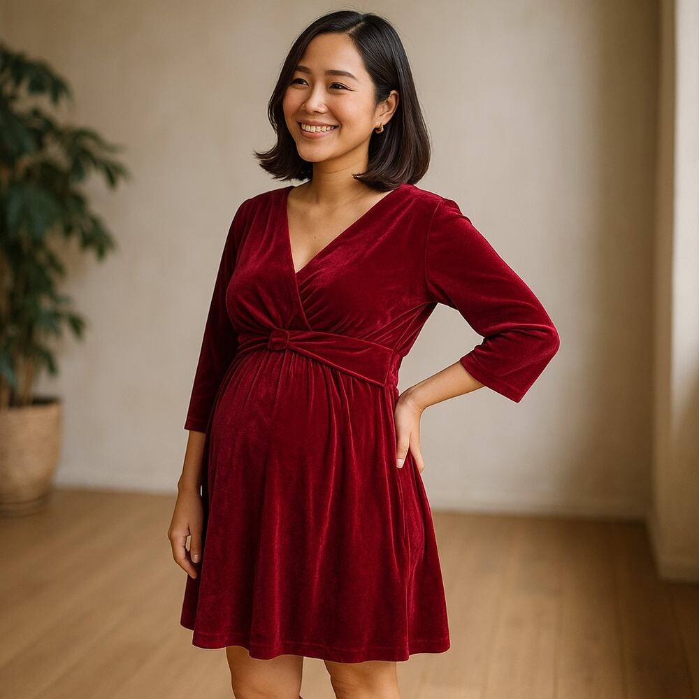 Liz Lange Completely‎ Me Womens Dress Size Large Red Velour NEW